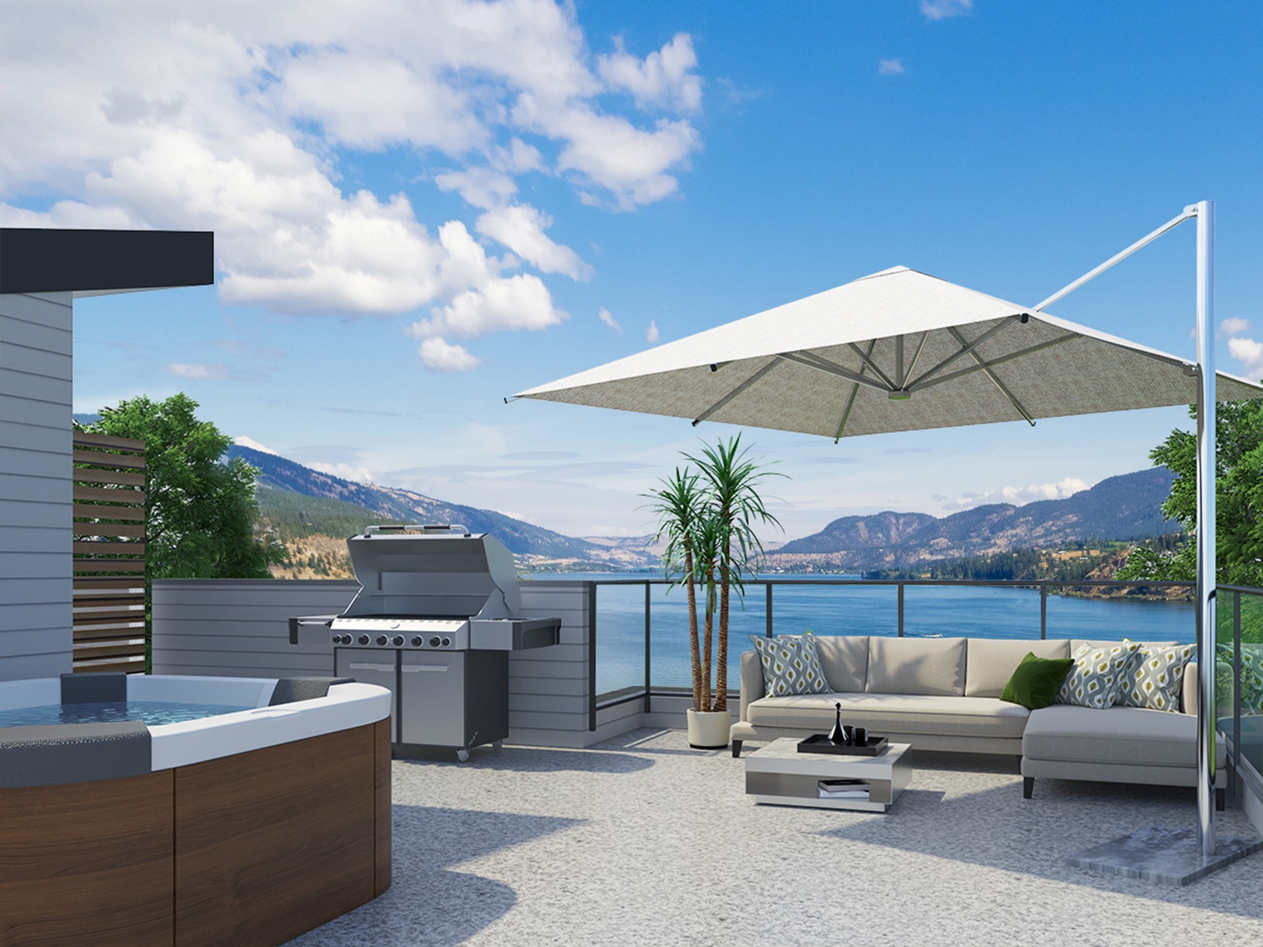 600+ sq. ft. rooftop patio with lake view at The Landing at Wood Lake